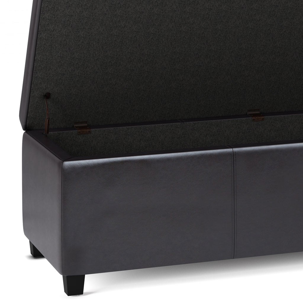 Avalon 54 Inch Wide Extra Large Storage Ottoman Bench in Tanners