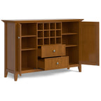 Bedford 54 Inch Wide Solid Wood Sideboard Buffet and Wine Rack in Light Golden