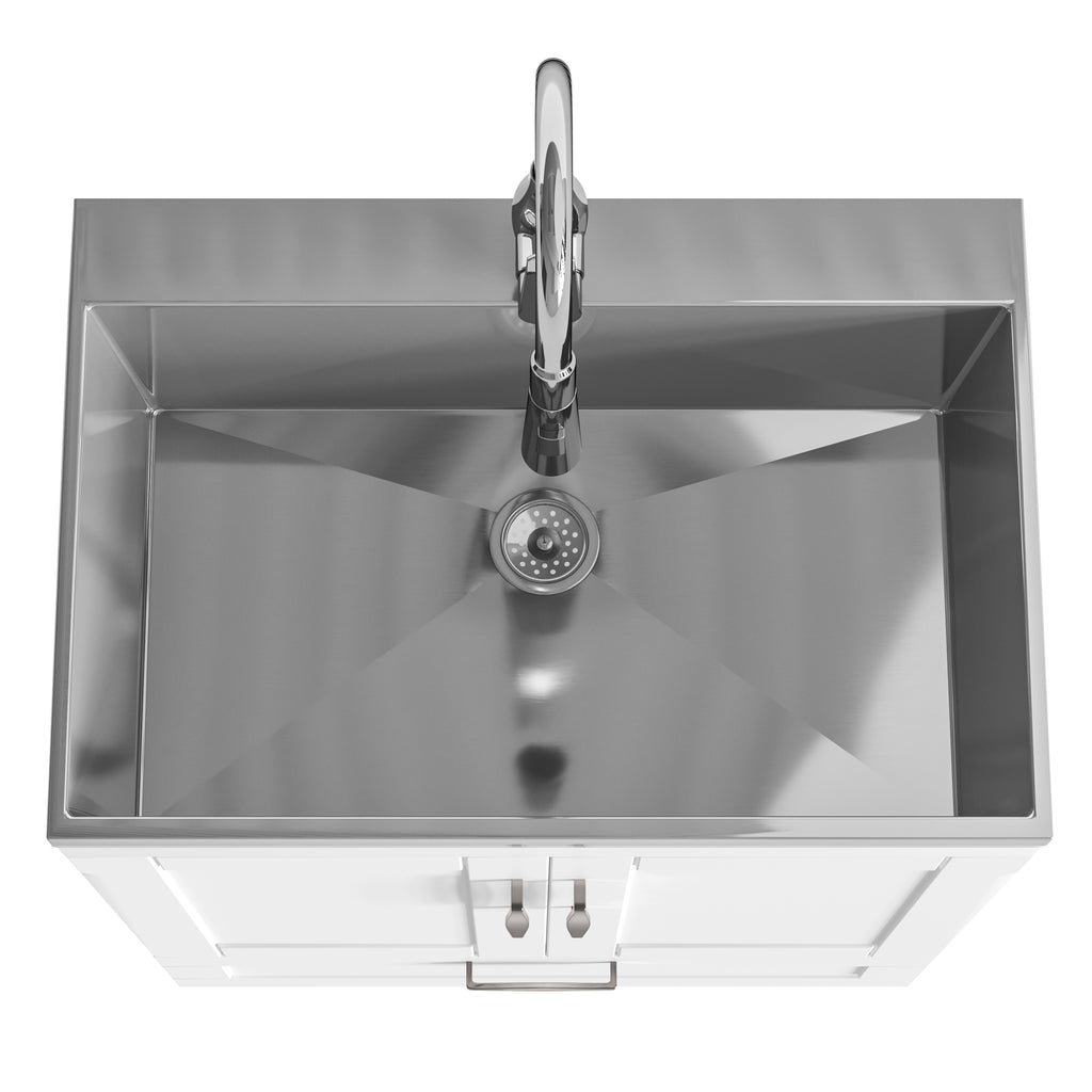 Reed Deluxe 28" Laundry Cabinet with Pull-Out Faucet and Stainless Steel Sink