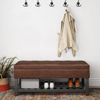 Cosmopolitan Storage Ottoman Bench with Open Bottom - Distressed Saddle