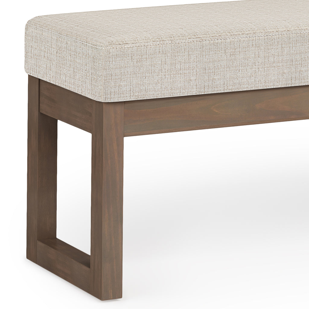 Milltown 44 Inch Wide Solid Wood Large Ottoman Bench in Platinum
