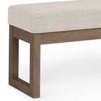 Milltown 44 Inch Wide Solid Wood Large Ottoman Bench in Platinum