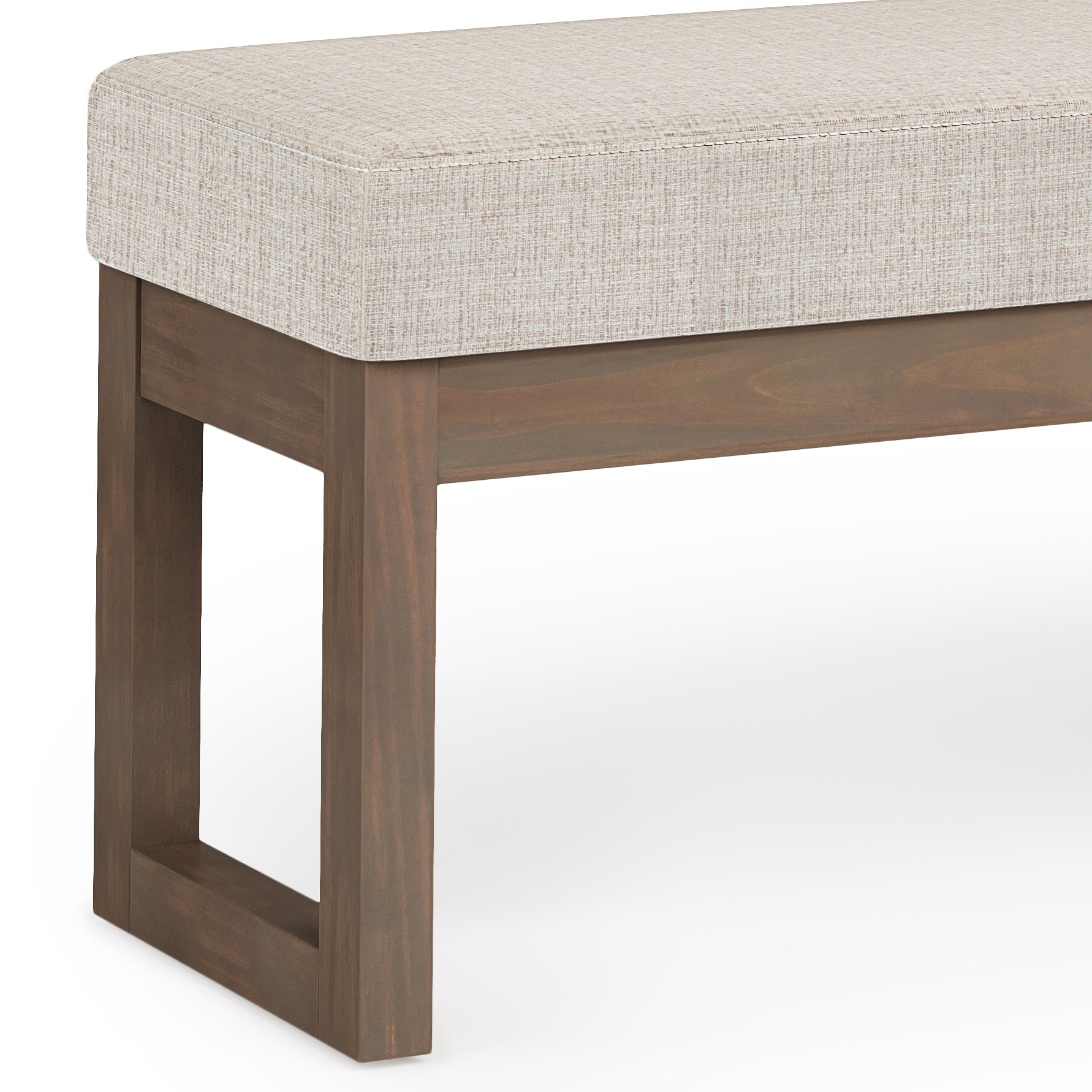 Milltown 44 Inch Wide Solid Wood Large Ottoman Bench in Platinum