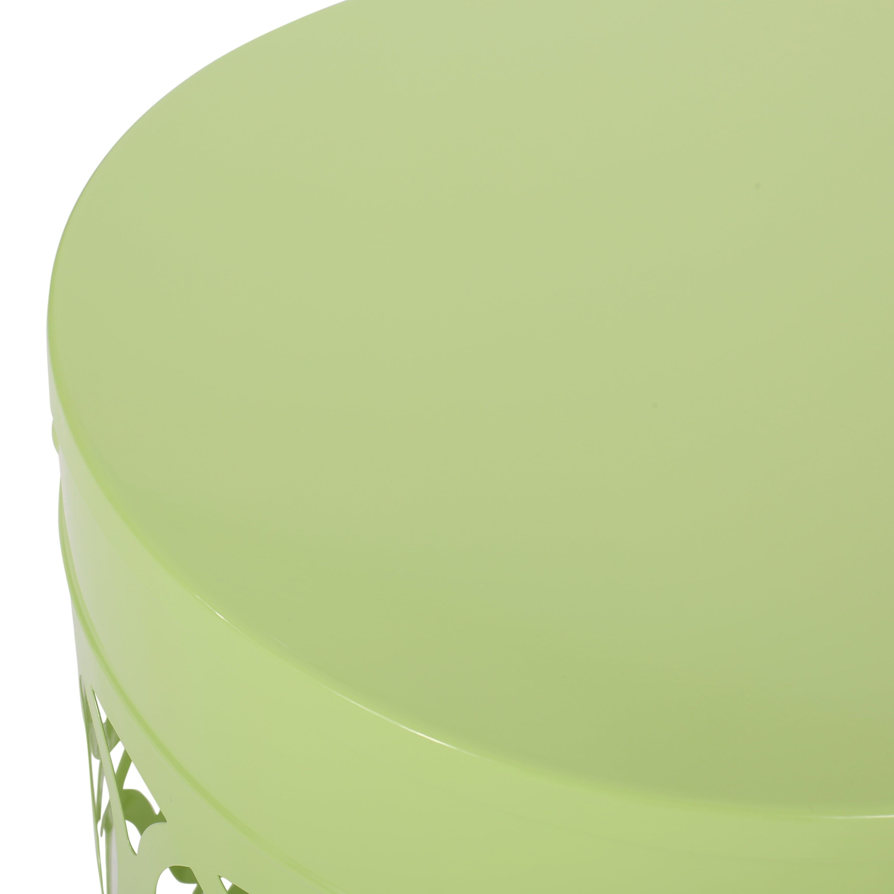 Modern Outdoor Metal End Table with Iron Cut Design