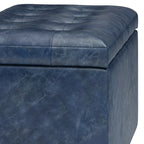 Cosmopolitan 34 Inch Wide Storage Ottoman in Denim