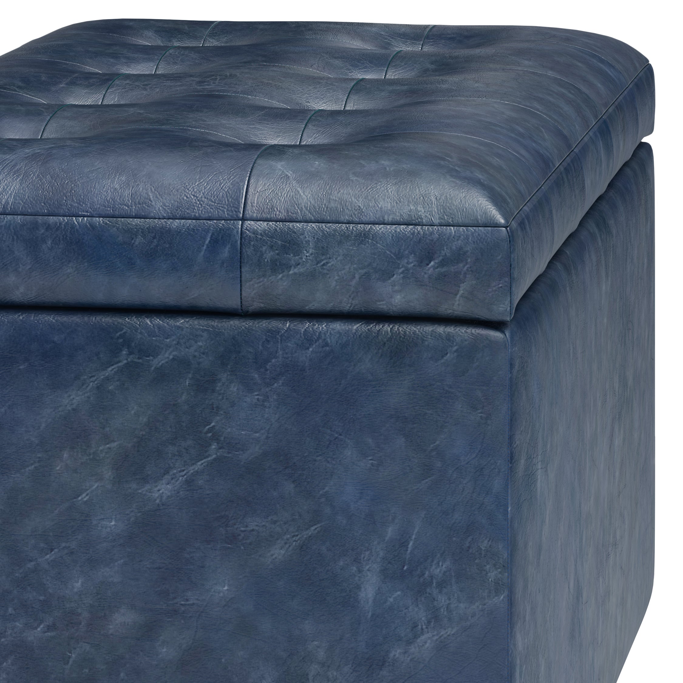 Cosmopolitan 34 Inch Wide Storage Ottoman in Denim