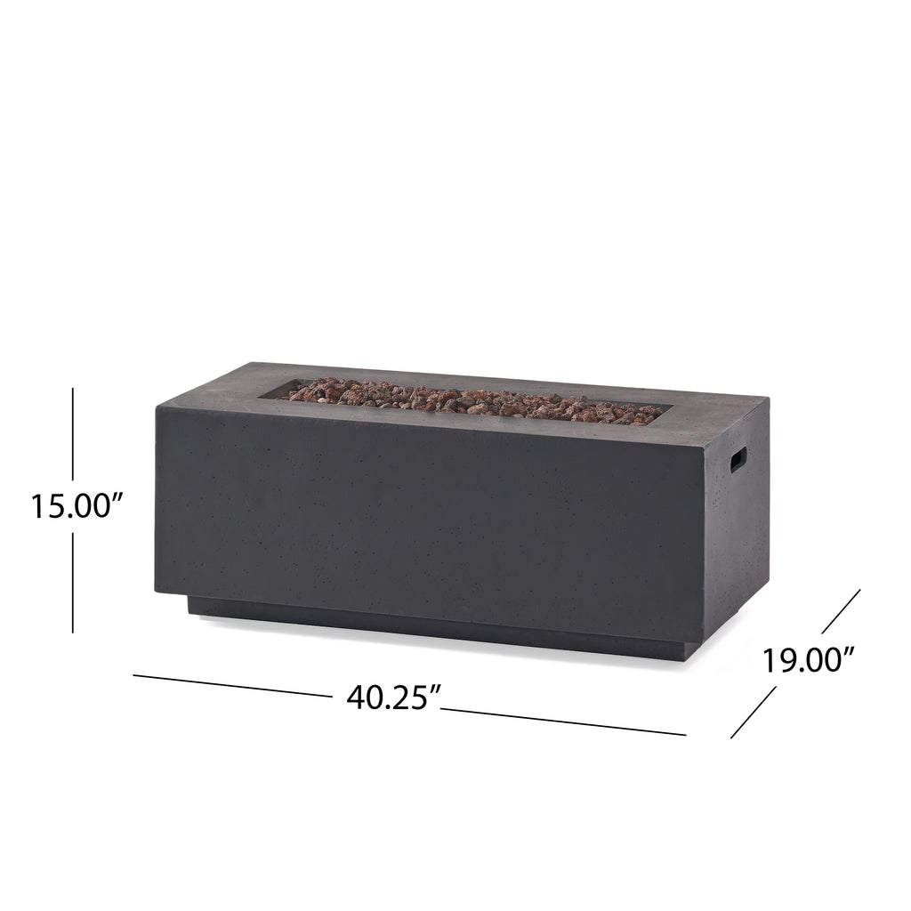 40" Outdoor 40,000 BTU Rectangular MgO Concrete Propane Fire Pit