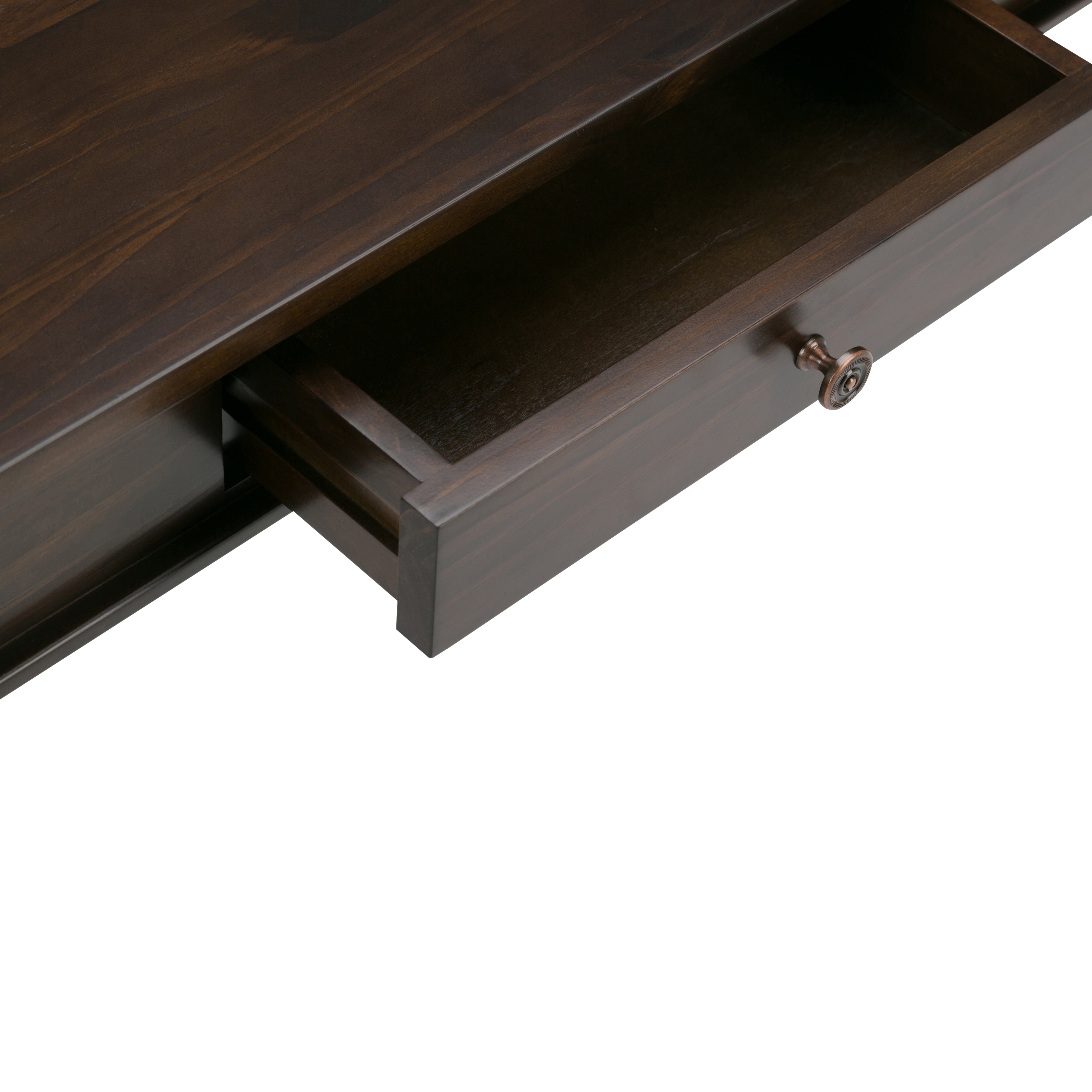 Carlton 44 Inch Wide Solid Wood Coffee Table in Brunette