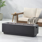 48" Outdoor 50,000 BTU Rectangular Iron Propane Fire Pit, Dark