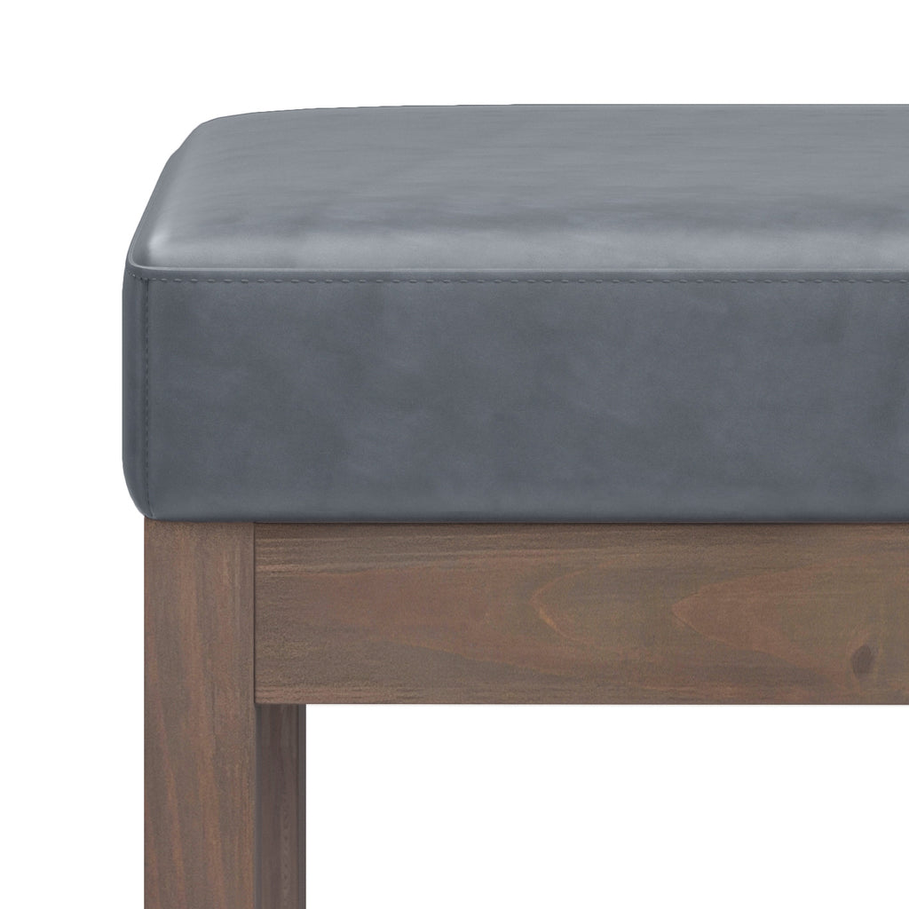 Milltown 27 Inch Wide Solid Wood Footstool Small Ottoman Bench in Stone