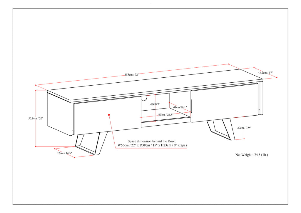 Lowry 72 Inch Wide Solid Wood TV Stand