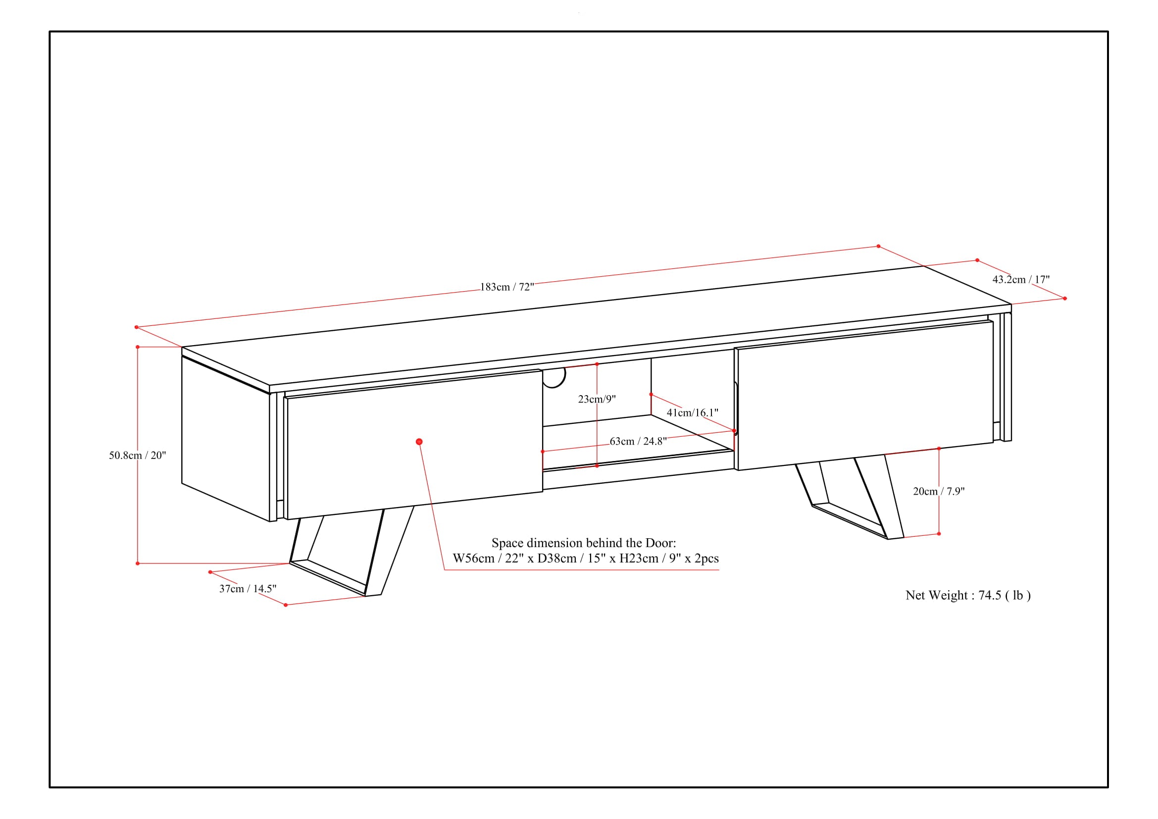 Lowry 72 Inch Wide Solid Wood TV Stand