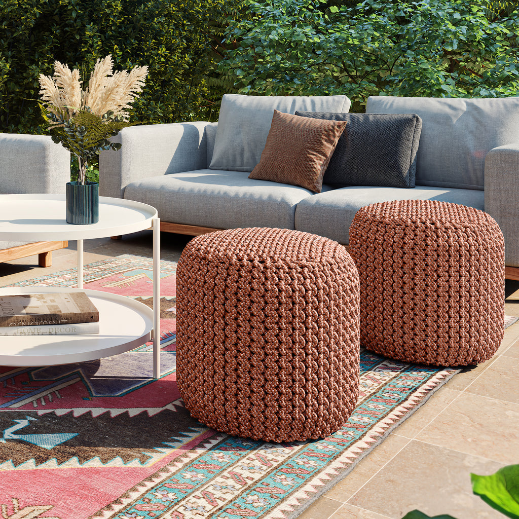 Wynne 18 Inch Wide Round Knitted Pouf