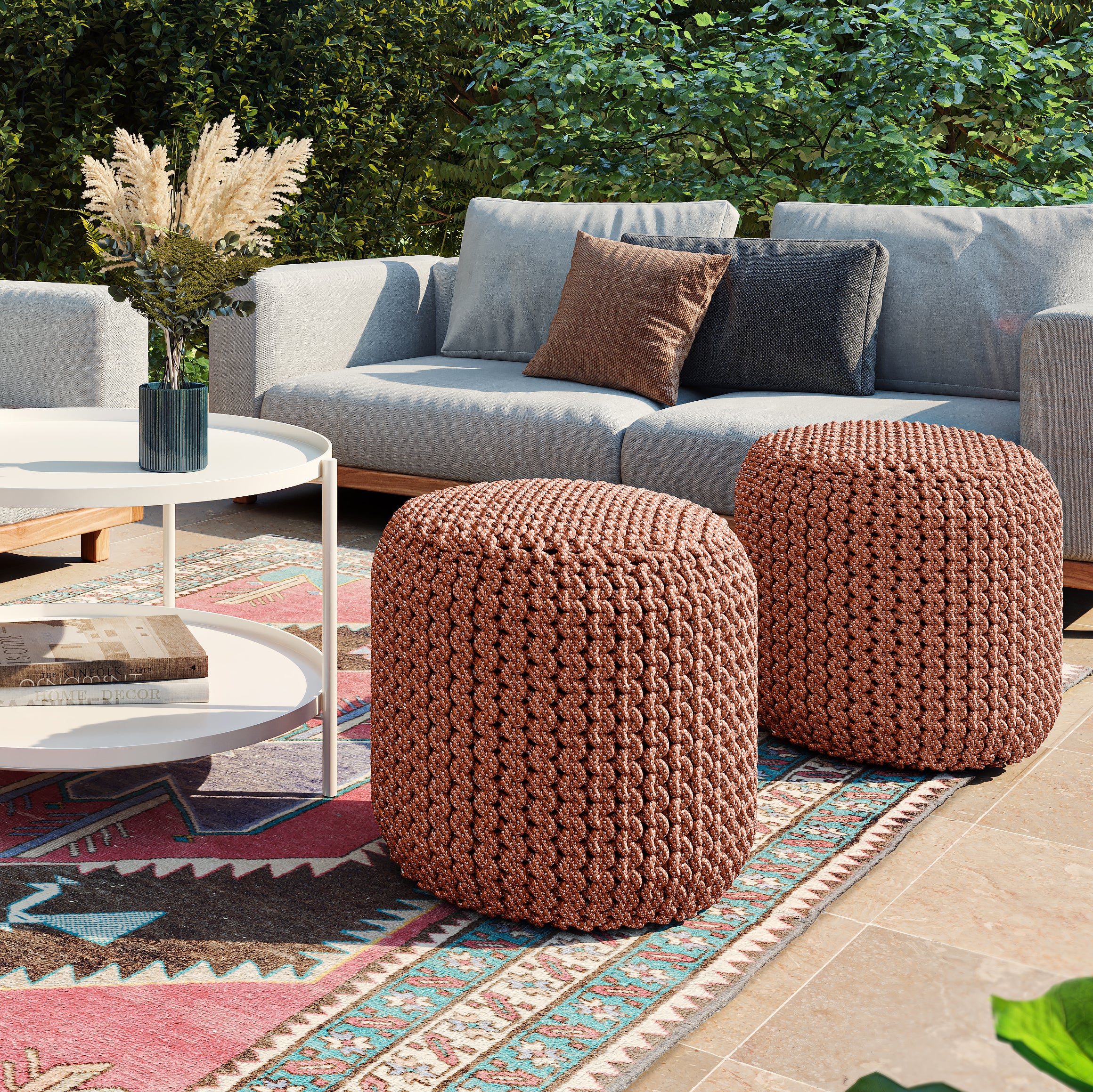 Wynne 18 Inch Wide Round Knitted Pouf